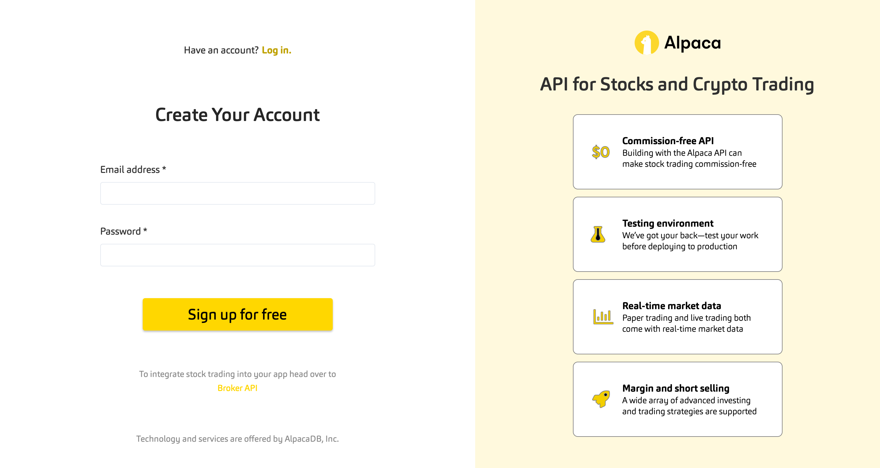 Register for an Account with Alpaca